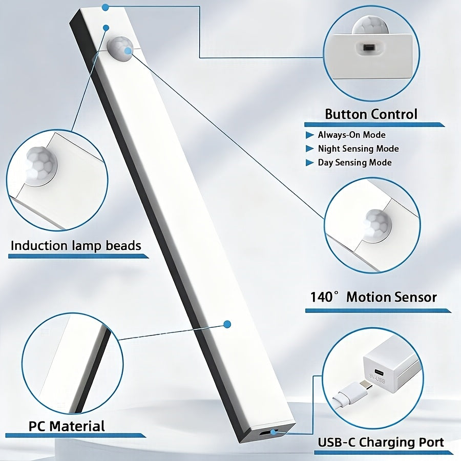 LED Motion Sensor Cabinet Lights USB Rechargeable 6 9 12pcs Wireless Night Light 3 Adjustable Modes for Bedroom, Staircase, Kitchen, Closet, Under Cabinet, Bedside Reading, Hallway, and Home Lighting