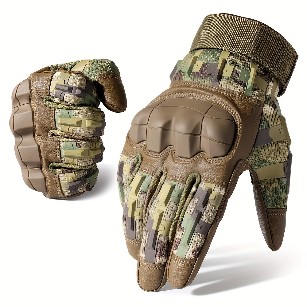 Tactical Full Finger Gloves with Touchscreen Compatibility, Anti-Skid and Wear-Resistant for Motorcycle, Hiking, Camping, Hunting, Shooting, Cycling, and Outdoor Sports, Men/Women, Black