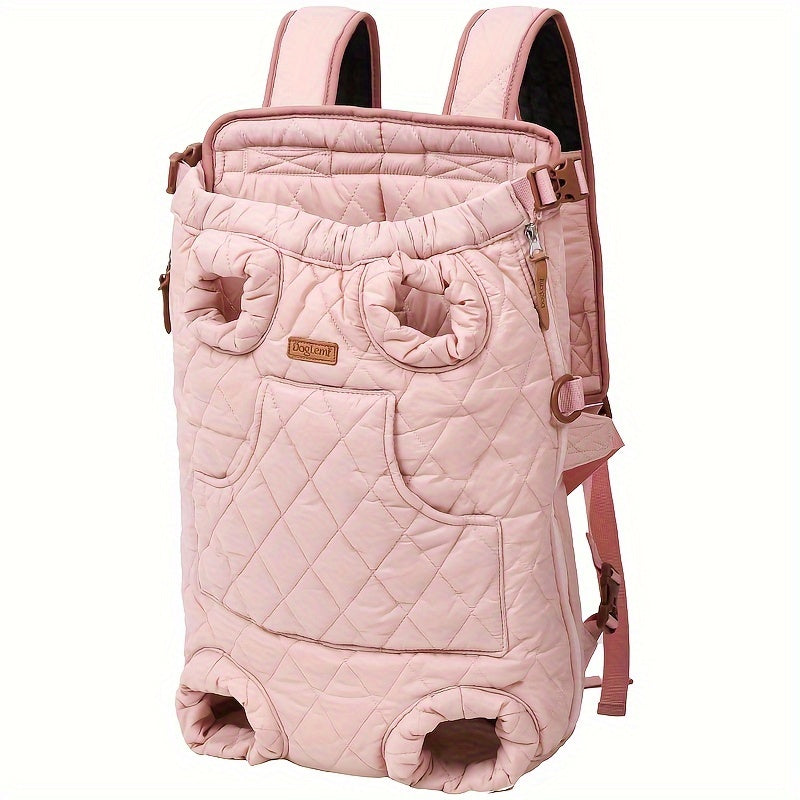 Pet Front Carrier Backpack for Small & Medium Dogs - Hands-Free Legs-Out Dog Chest Carrier, Adjustable Hiking & Cycling Dog Carrier, One Size Fits All, 5 Colors: Pink, Green, Black, Beige, Grey