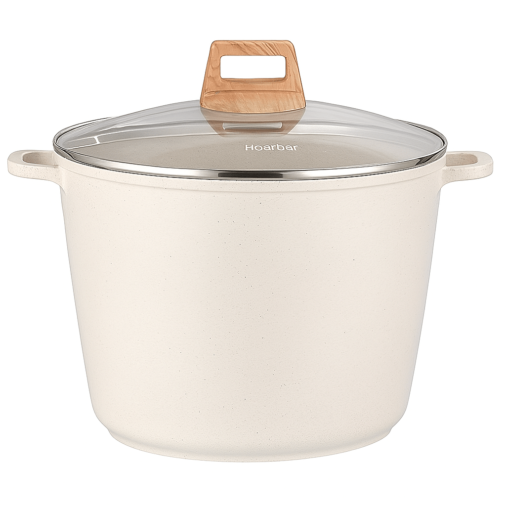 10.5QT Non-Stick Large Soup & Stock Pot – Family Size Even Heating All-Stove Compatible for Soups Stews Boiling & Meal Prep in White