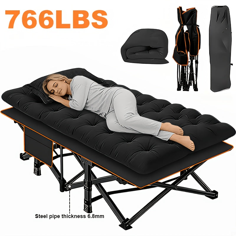 Heavy Duty Folding Guest Bed & Camping Cot – 566/766 lbs Capacity, 67"/79" Options, Optional Mattress, Portable Adult Outdoor Travel Bed for Camping, Patio & Guests