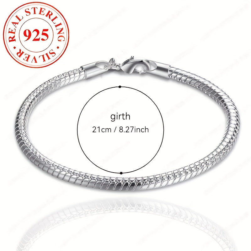 925 Sterling Silver Snake Chain Bracelet Set of 2 for Women – Boho Vintage Couple's Jewelry, Elegant Gift for Valentine's Day, Mother's Day, Anniversary, Birthday, Romantic Present