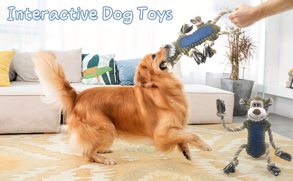 Interactive Squeaky Monkey Dog Toy with Pull Rope, Soft Plush Chew Tug Toy for Large and Small Dogs, Anxiety Relief with Built-In Squeaker and Whistle, Best Gift for Dog Owners