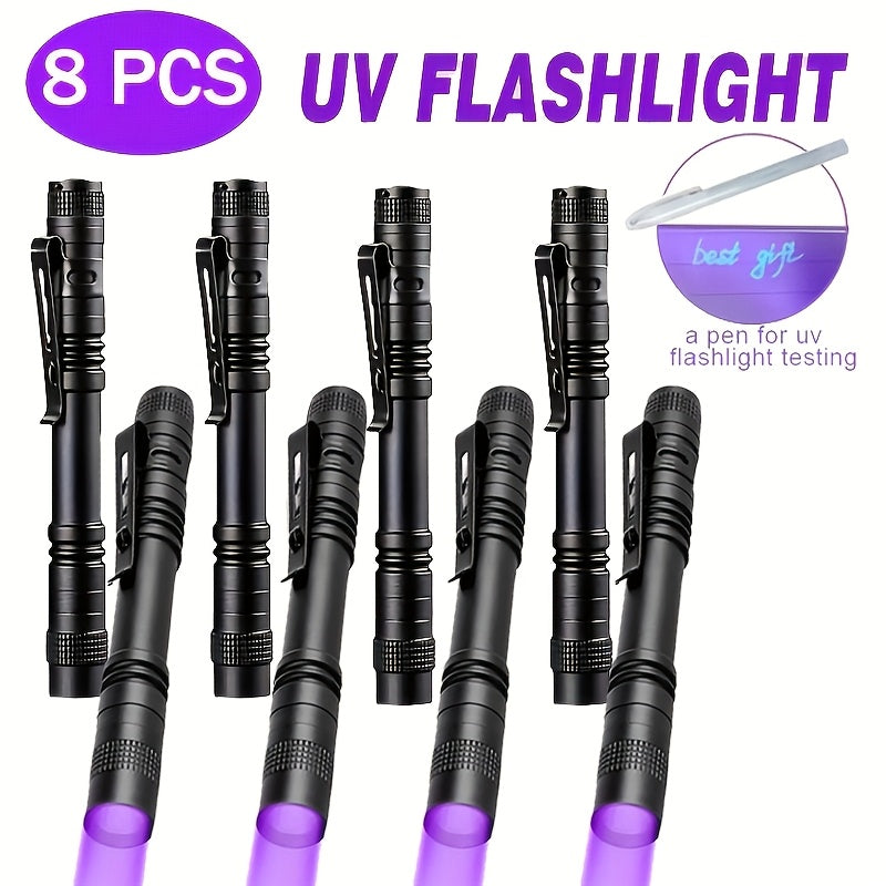 UV Blacklight Flashlight 395nm Portable Ultraviolet Light for Counterfeit Detection, Pet Urine Stain, Scorpion Hunting, and Ringworm Detection, Multi-Pack (4/6/8/12 pcs), AAA Battery Powered