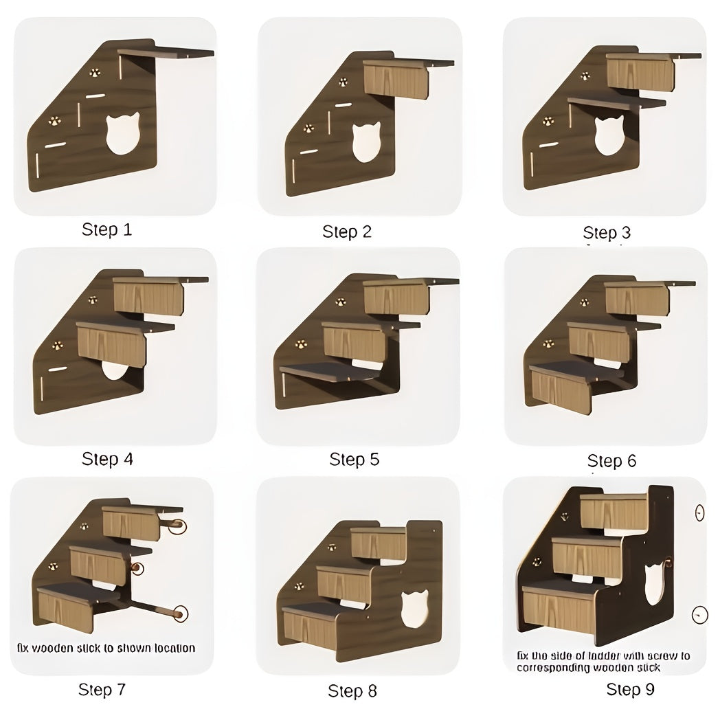 Non-Slip Pet Stairs for Bed and Couch - 3 or 5 Step Dog Steps with Safety Rails and Ramp Design, 15 Inch Height for Small Dogs, Cats, and Senior Pets, Lightweight Portable Pet Steps