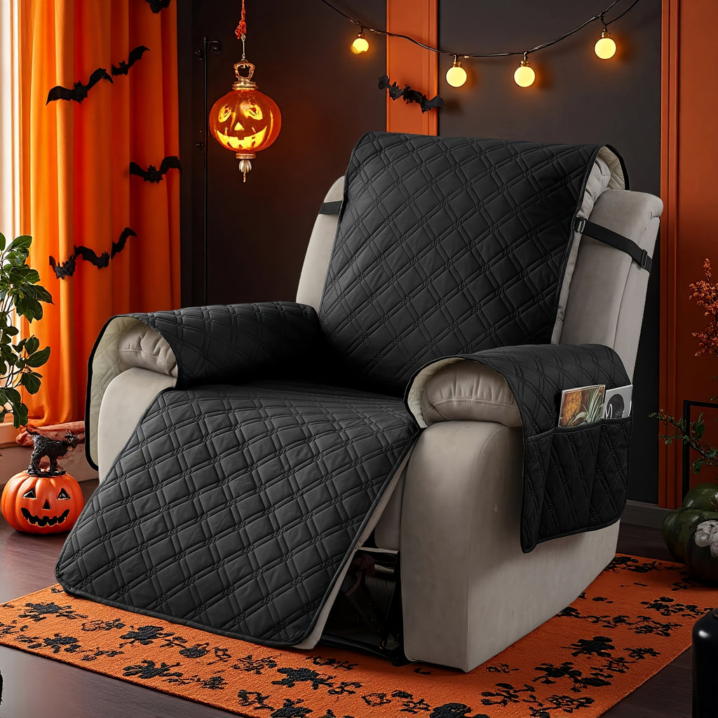 Waterproof Recliner Slipcover with Side Pockets, Anti-Slip Straps, 4-Layer Quilted Fabric, Pet & Kid Proof, Machine Washable Recliner Chair Protector – 11 Colors