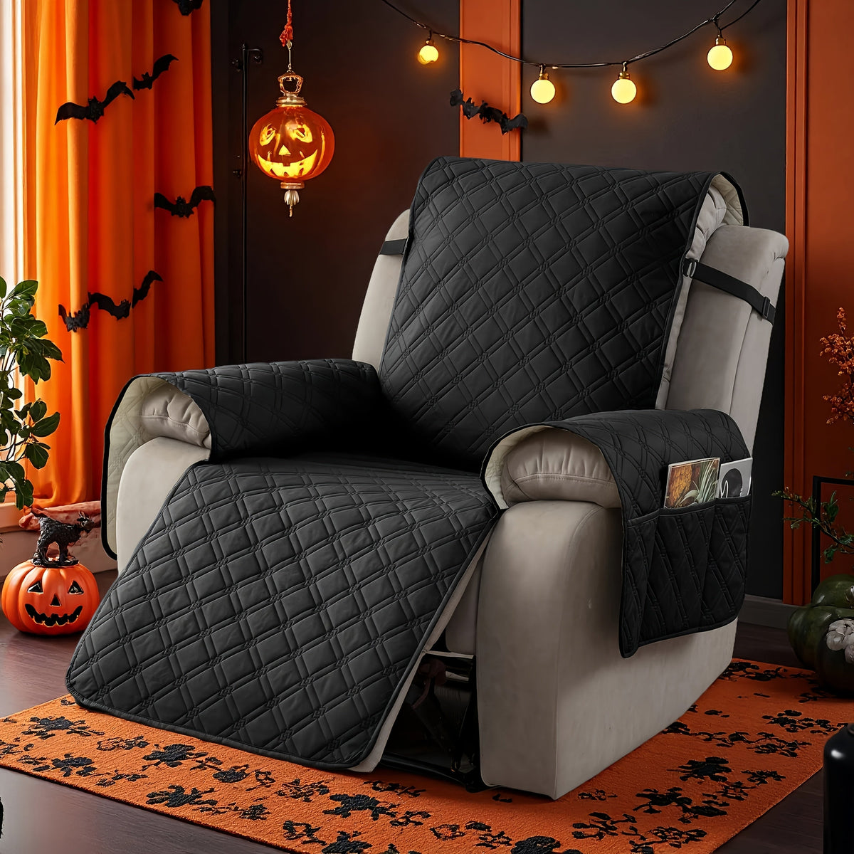 Waterproof Recliner Slipcover with Side Pockets, Anti-Slip Straps, 4-Layer Quilted Fabric, Pet & Kid Proof, Machine Washable Recliner Chair Protector – 11 Colors