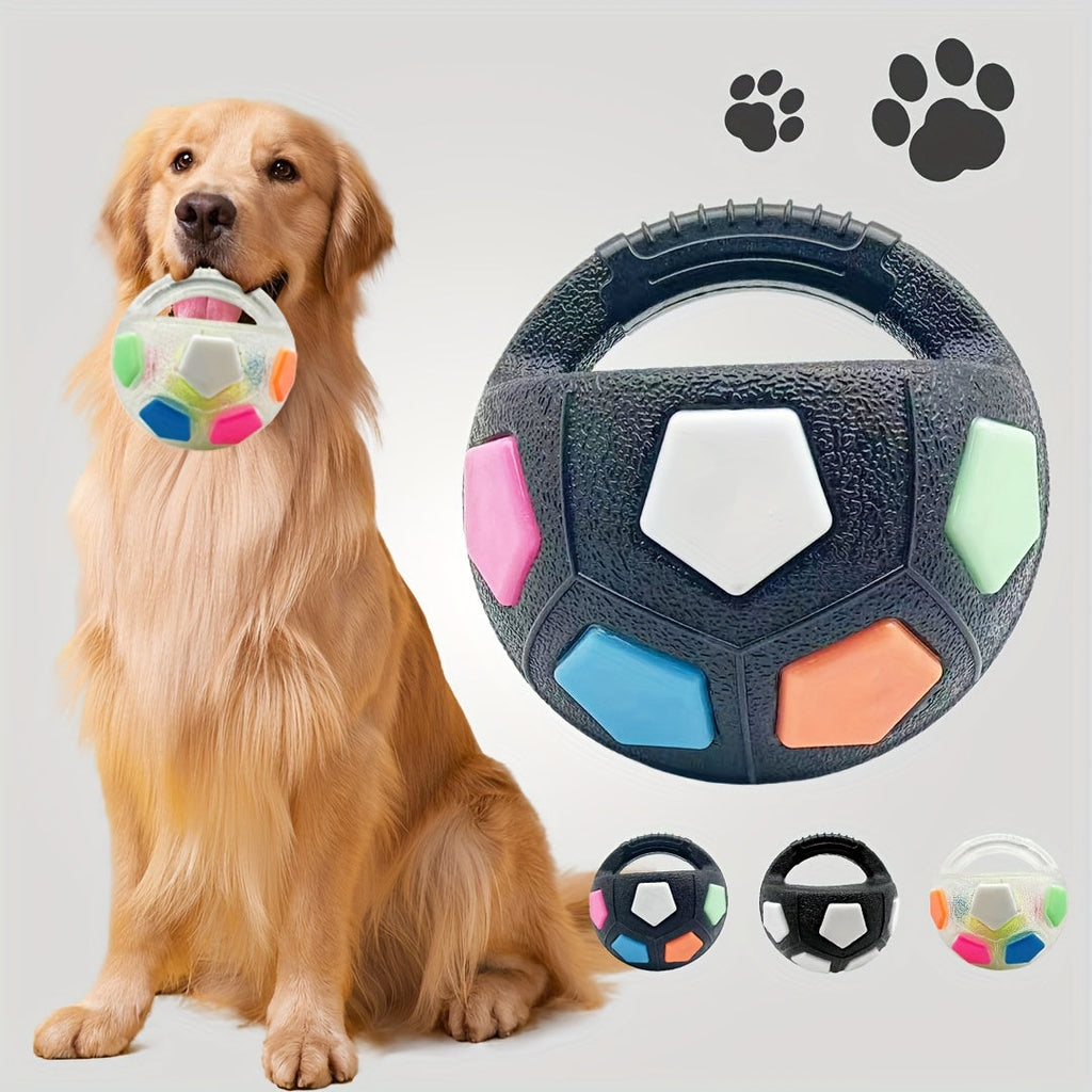 Squeaky Dog Ball Toy, Durable TPR Soccer Football Interactive Chew Toy for Medium Dogs, Teeth Grinding Training, No Battery Needed, Pet Play Ball