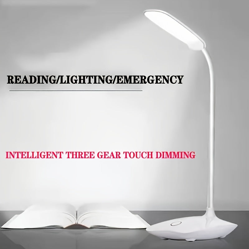 Foldable LED Desk Lamp - Portable, 3-Level Dimming, USB Charging & Touch Switch - 400mAh Battery - Writing, Office & Room Decor - White, Blue & Pink