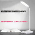 Foldable LED Desk Lamp - Portable, 3-Level Dimming, USB Charging & Touch Switch - 400mAh Battery - Writing, Office & Room Decor - White, Blue & Pink