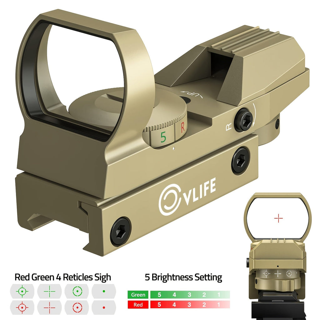 1x22x33 Red and Green Dot Sight with 20mm Picatinny Rail - 4 Reticles, 5 Brightness Settings, Wide Field of View Scope for Rifles and Shotguns