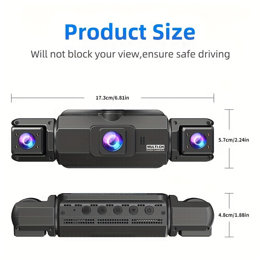360° Dash Cam 3/4 Channel 1080P HD with Night Vision, WDR, G-Sensor, Loop Recording, 24/7 Parking Monitor, and WiFi; Multi-Lens Car Camera System for Full Coverage and Zero Blind Spots