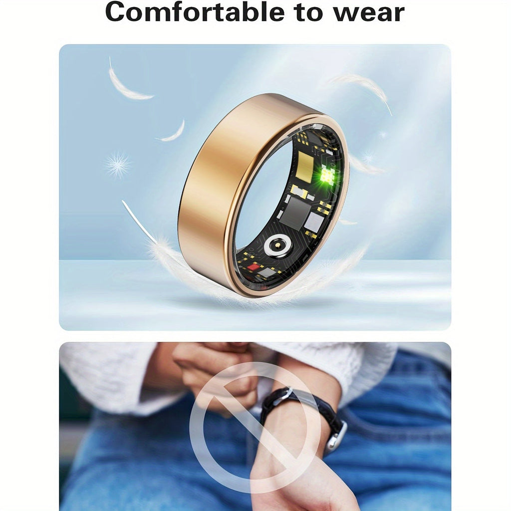 Smart Ring for Women – Fitness Tracker with Heart Rate, Sleep Monitor, Stress & Menstrual Tracking, 100+ Sports Modes, IP68 Waterproof, No Subscription, Compatible with iPhone & Android
