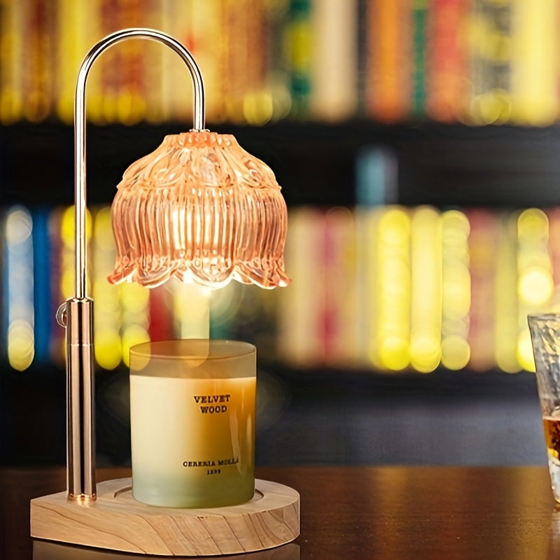 Crystal Lily Candle Warmer Lamp - 2/4/8-Hour Timer, Adjustable Temperature, Electric Wax Melting Lamp for Scented Jar Candles, Elegant Home Decor Gift - Bulb Not Included