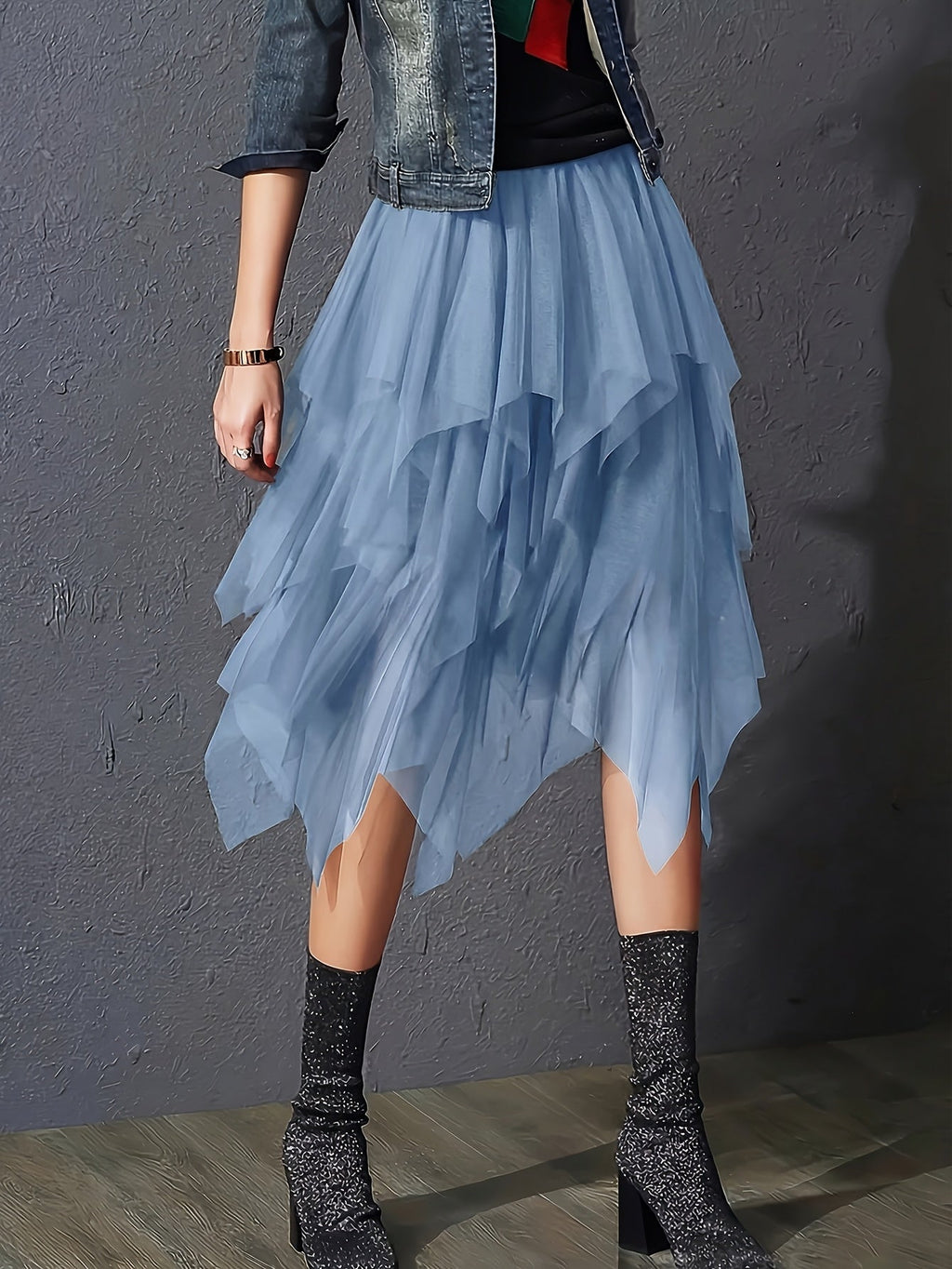 High Waist Tiered Tulle Skirt Women's A-Line Flared Mesh Skirt Elegant Loose Fit Solid Color Spring Summer Party Skirt S-XXL
