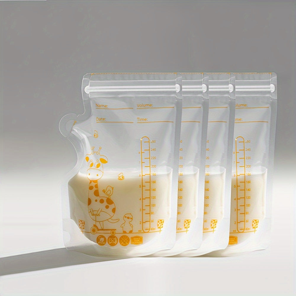Breast Milk Storage Bags 100 Count, 8oz Ready-to-Use Nursing Milk Bags with Spout, Self-Standing Space-Saving Flat Design, BPA-Free Breastmilk Bags Also Usable for Food & Snack Storage