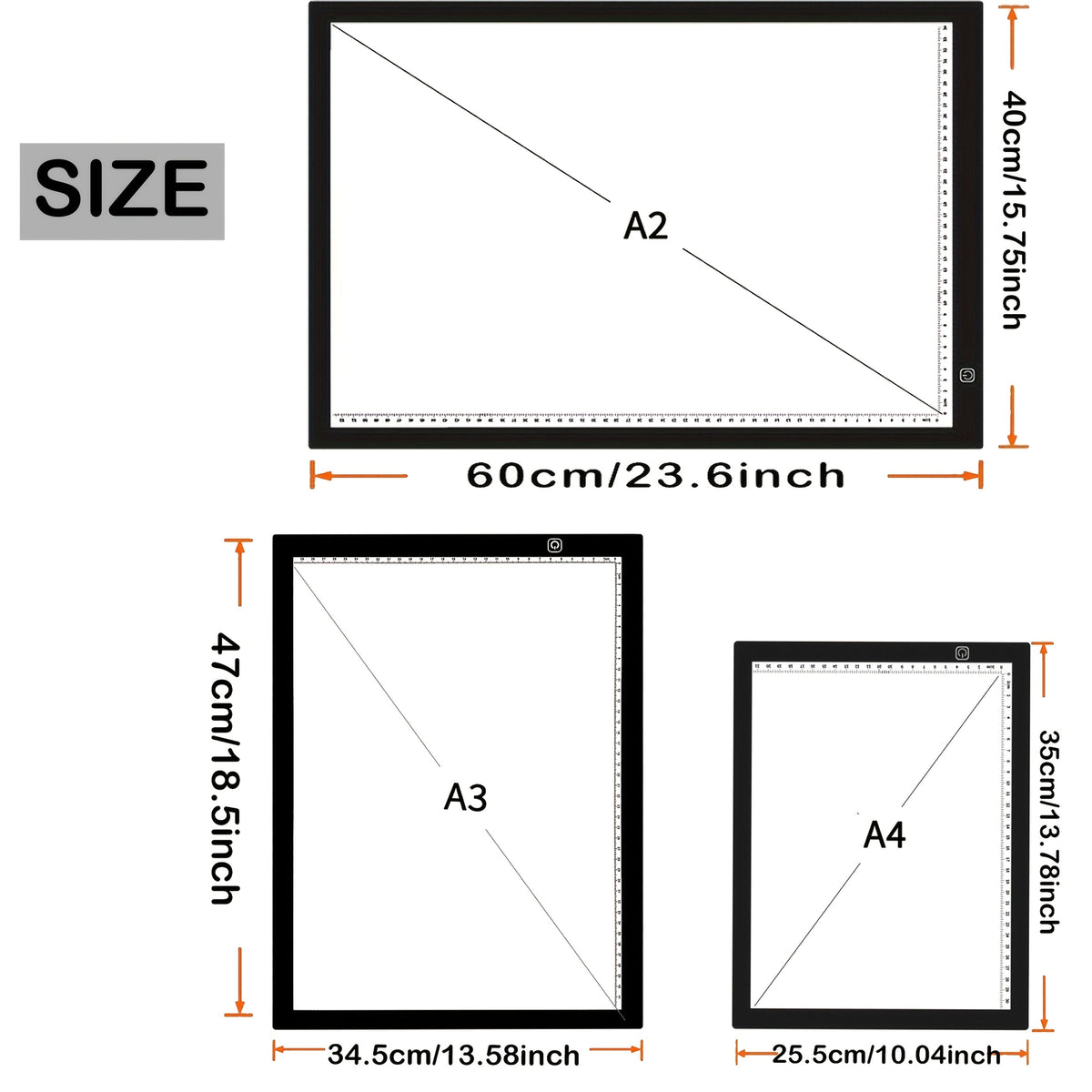 LED Light Pad A2 A3 A4 Adjustable Brightness Dual Light Strip Tracing Board for Diamond Painting, Sketching, Drawing, and Art Light Box