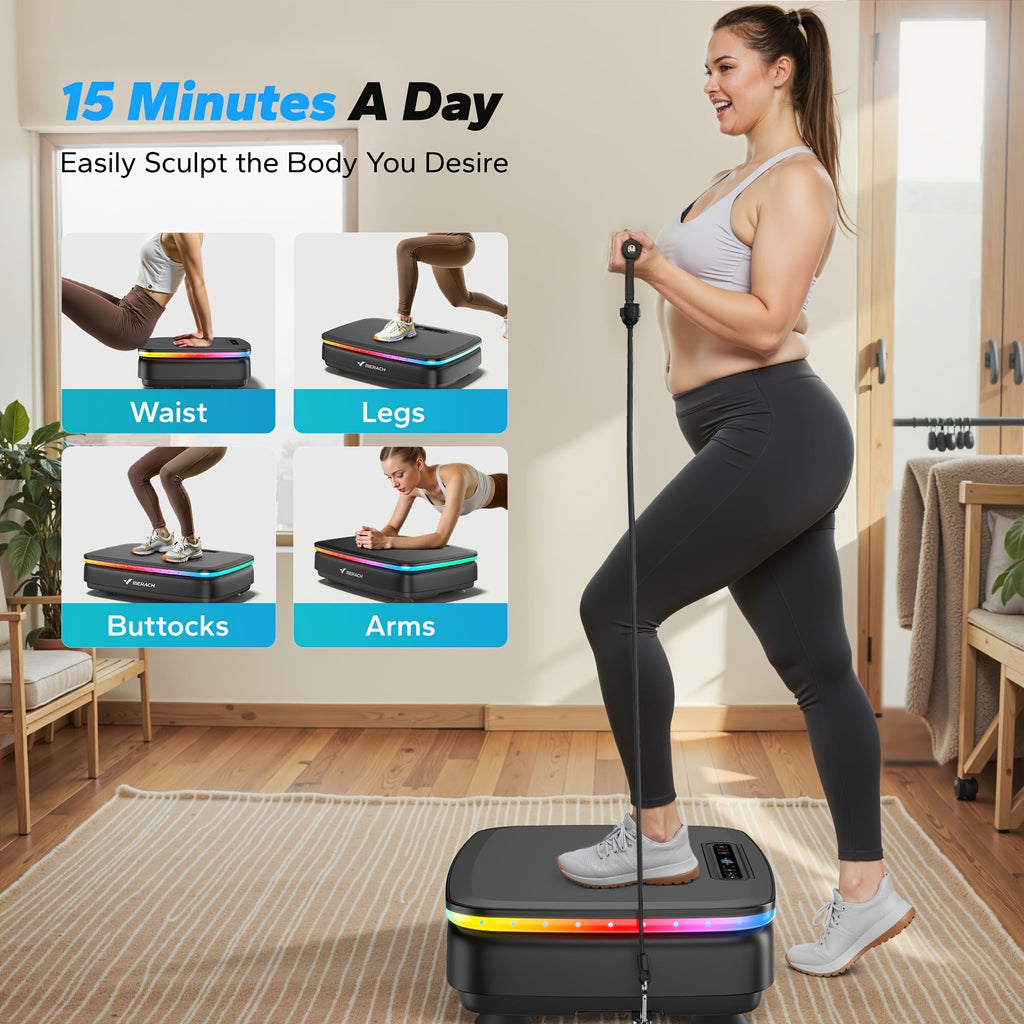 Vibration Plate Exercise Machine – Whole Body Workout Power Vibration Platform Silent Motor Speed Control for Home Gym & Weight Loss in White & Black