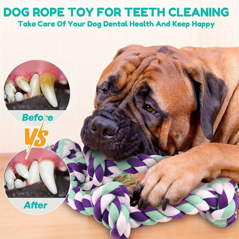 Unbreakable 6-Section Dog Rope Chew Toy – Heavy Duty Tug-of-War Rope for Medium & Large Dogs Over 80 lbs, Teeth-Cleaning Dental Floss Fibers, Non-Toxic Safe Chew Toy for Aggressive Chewers