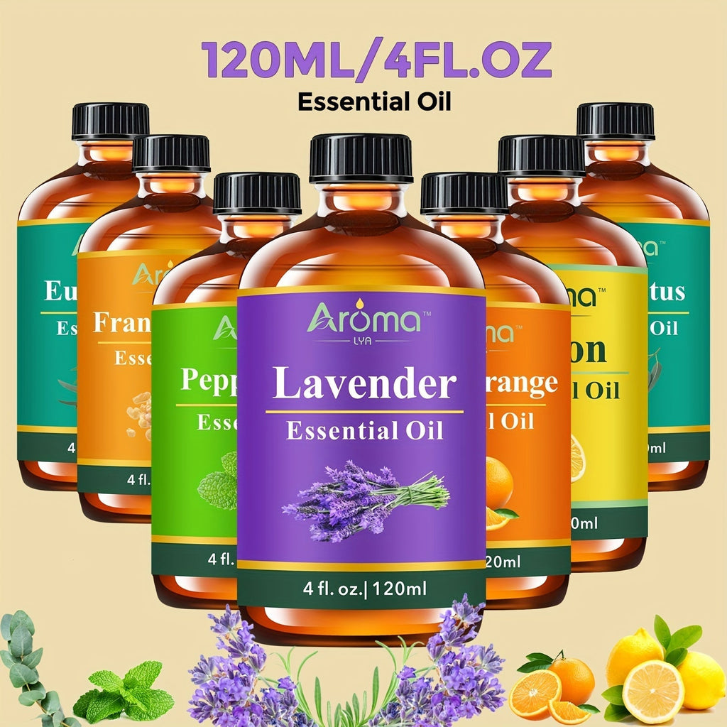 Pure Natural Essential Oils 4 FL OZ – Lavender, Eucalyptus, Frankincense, Peppermint, Lemon, Sweet Orange for Diffuser, Aromatherapy, Soap, Candle, Body Oil