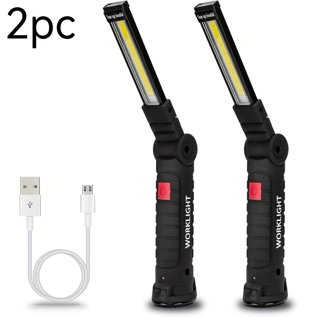 Rechargeable COB LED Work Light with Magnetic Base – 1000 Lumen Portable Camping Flashlight, 5 Modes, USB-C, Hanging Lamp for Garage, Yard, Emergency, and Outdoor Use, 2/3/4 Pack