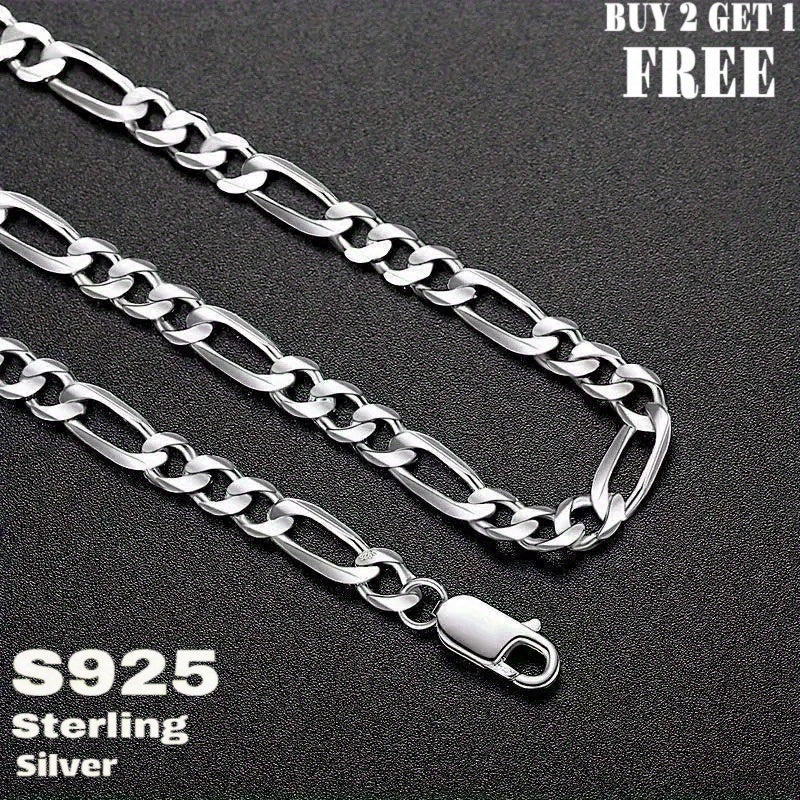 925 Sterling Silver Figaro Chain Necklace – 6mm Wide, 18 to 24 Inches, Unisex for Men & Women, Includes Gift Box – Classic Silver Chain for Everyday Wear & Gifting