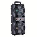 3000W Portable Bluetooth Party Speaker – Dual 6.5'' Subwoofer Stereo Sound, Colorful LED Lights, FM Radio, Microphone Included, TF/USB/AUX Support, Outdoor & Home Party Speaker – Black