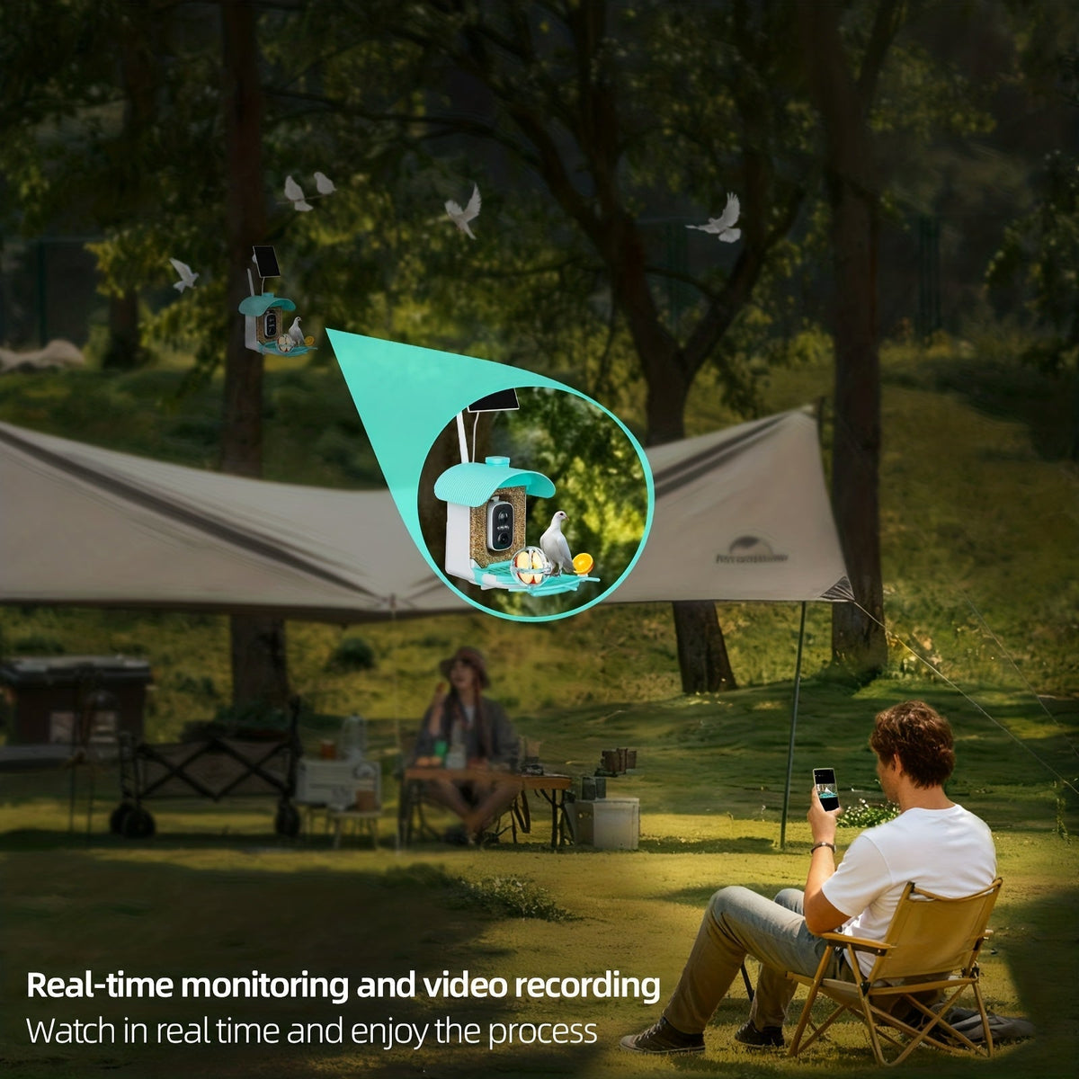 AI Smart Bird Feeder with Camera, Solar Powered – 4MP 2K HD, Bird Species Identification, Motion Detection, Squirrel-Proof, IP66 Weatherproof, App Remote Monitoring, Gift for Bird Lovers