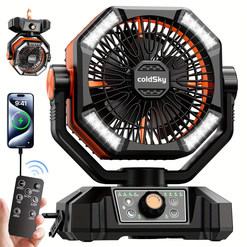 Camping Fan with 20000mAh Battery, 8-Speed Settings, Enhanced Motor, and USB Rechargeability - Portable Tent Fan for Camping, Hiking, Outdoor Adventures, and Emergency Use