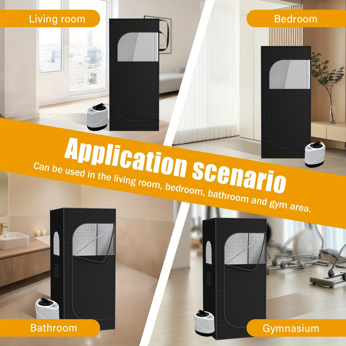 Portable Steam Sauna Box for Home 1500W 2.6L Steam Generator with Remote Control & Folding Chair Oversized Personal Sauna Tent for Relaxation Gym & Spa – Black