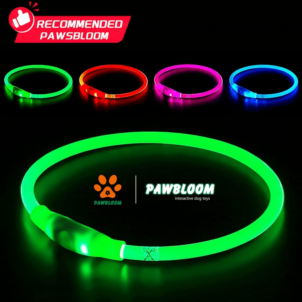 LED Light Up Dog Collar, USB Type-C Rechargeable Flashing Glow Dog Safety Collar for Night Walking, Waterproof Neon Pet Collar for Small, Medium, and Large Dogs, 5 Colors