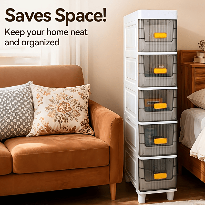 Slim Rolling Storage Cabinet with Drawers and Wheels, Waterproof PP Organizer, 3/4/5/6 Tier for Bathroom, Kitchen, Bedroom, and Small Spaces – Narrow Drawer Unit