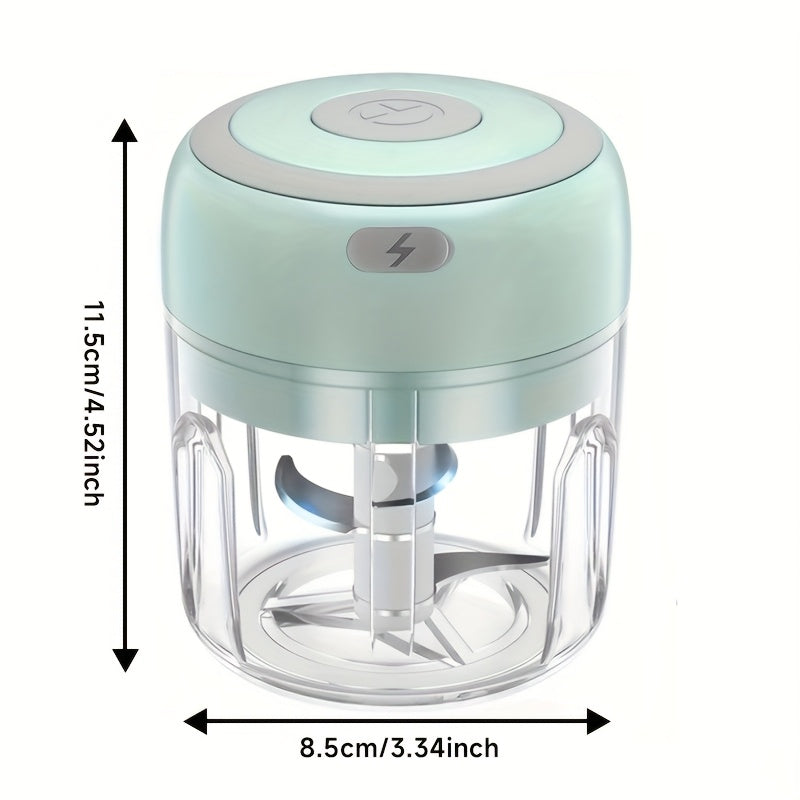 Electric Food Chopper 250ml (8.45oz) - 3 Blades for Chopping, Grinding, Mincing & Whisking - 30W Compact Mini Food Processor - Green, White & Pink