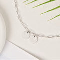 Personalized Pet Portrait Necklace - Paperclip Chain Double Circle Pendant Engraved with Pet Portrait & Name, Custom Memorial Gift for Pet Lovers & Her, All-Season Wearable (Silver or Gold)