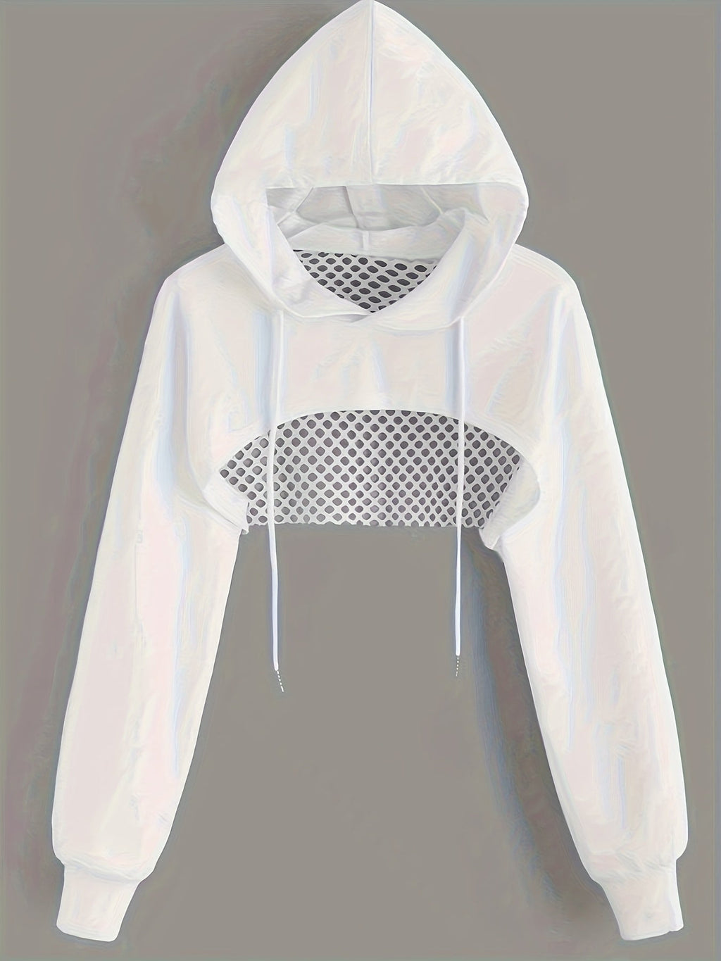 Y2K Women's Long Sleeve Crop Hooded Sweatshirt, Casual Streetwear Pullover with Drawstring Hood, Black, XS S M L XL XXL
