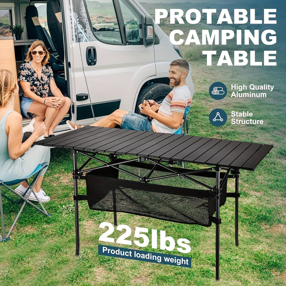 Folding Camping Table with Carry Bag – Lightweight Portable Outdoor Table, 3 Sizes for Camping, Beach, Picnic, BBQ, Backyard, Boat & Travel, Easy Setup & Storage