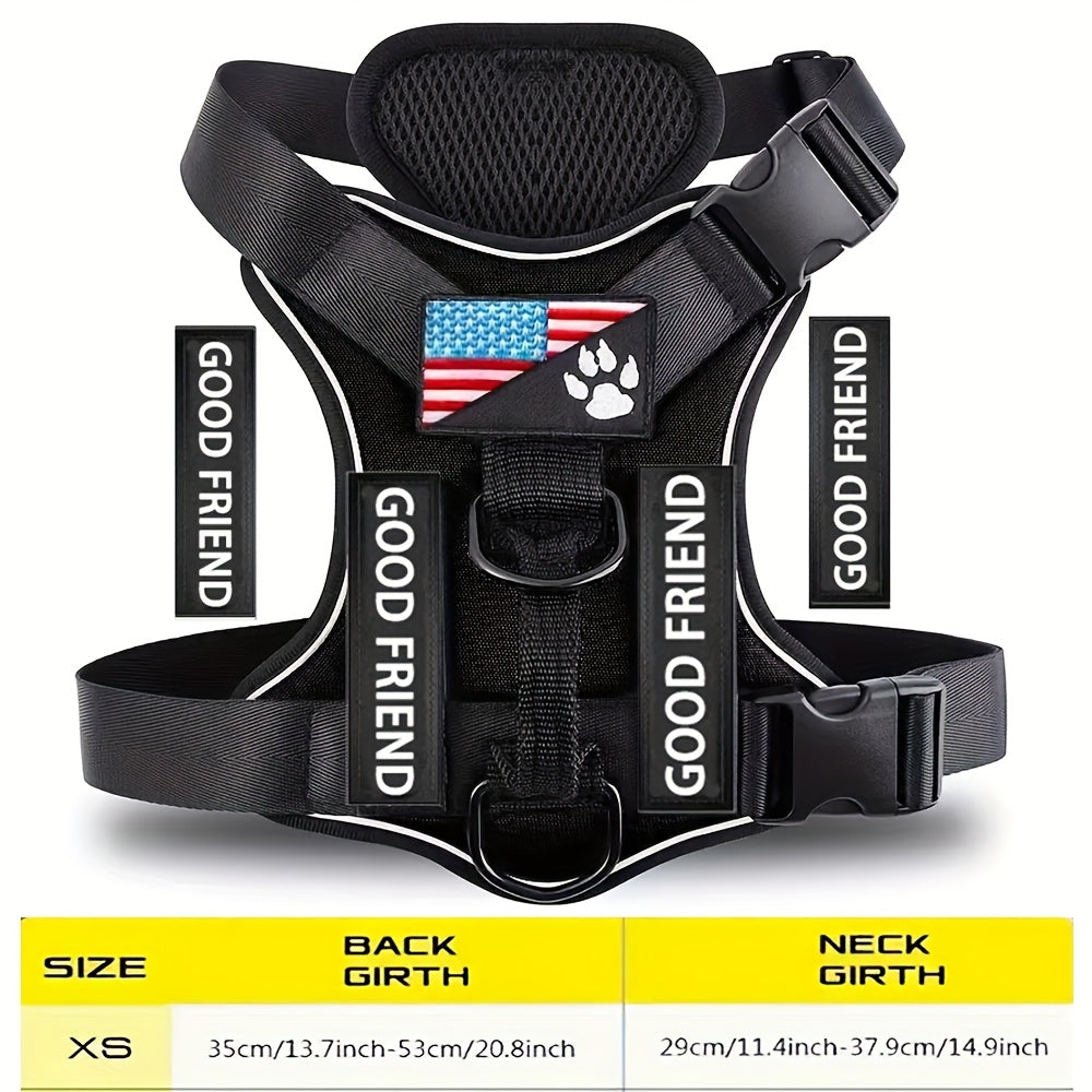 Service Dog Harness Vest with 5 ID Patches – Reflective Adjustable Oxford Vest with Breathable Mesh Lining, Service Dog ID System for Small, Medium, and Large Dogs, Sizes XS-XL, Public & Mobility Aid