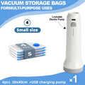 4-Pack Vacuum Storage Bags with USB Electric Air Pump - 1500mAh Rechargeable, 3 Sizes (30×40 / 40×50 / 50×60cm) - Space-Saving for Clothes & Seasonal Bedding