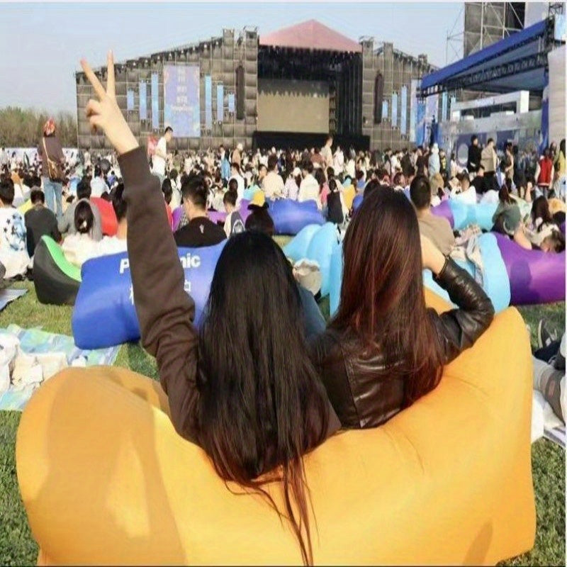 便携式户外充气沙发与躺椅——耐用型床式休闲椅，快速充气与放气，轻便小巧，适用于露营、海滩、庭院及旅行，无需气泵