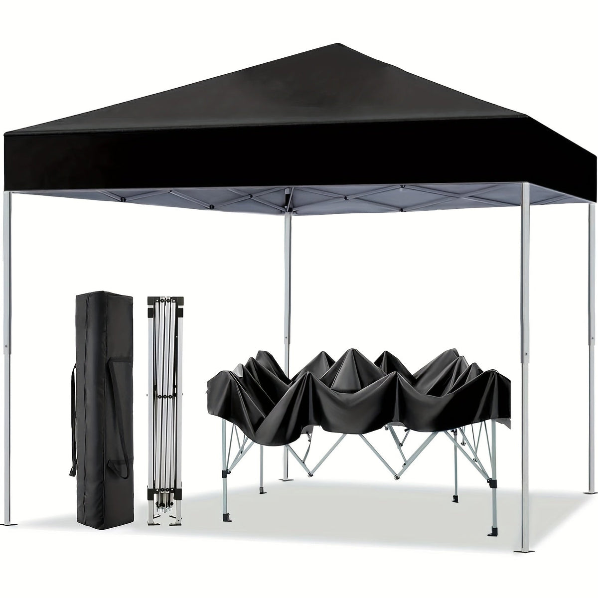 10x10 Pop Up Canopy Tent, UPF 50+ Heavy-Duty Steel Frame, 3 Height Settings, Waterproof Instant Canopy with Carry Bag for Backyard, Patio, Beach, Camping, Party, Market - Space Gray, Black, Blue, Red, Dark Gray, Forest Green