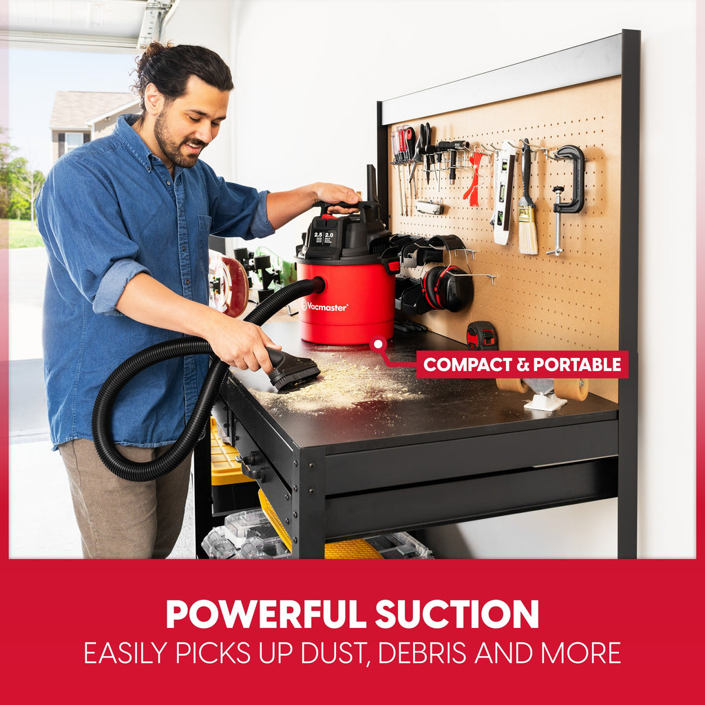 Wet/Dry Vacuum Cleaner Shop Vac with Blower Function & On-Board Storage – 2.5 Gal 2 Peak HP Wall Mount or 8 Gal 3.5 Peak HP for Garage Car Workshop & Home Cleaning