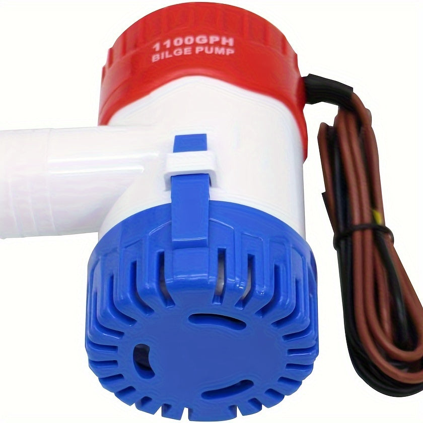 1100GPH 12V Submersible Electric Bilge Pump with Low-Noise Automatic Float Switch for Boats, Yachts, RVs, Pools, and Marine Water Removal