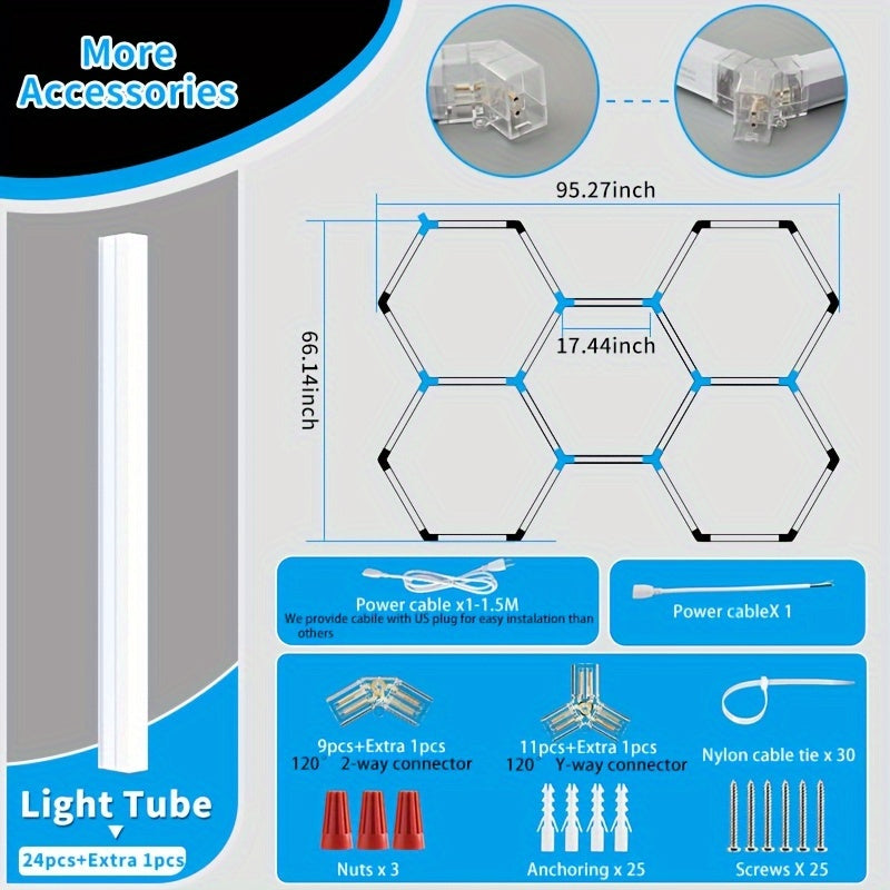 Hexagon LED Garage Light 26400LM Super Bright 25-Pack Ceiling Shop Light for Garage Workshop Warehouse Gym Basement & Car Detailing – Updated Bigger Size, Linkable, Energy Efficient