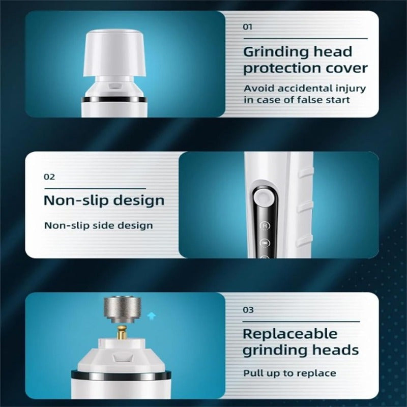 Rechargeable Pet Nail Grinder, Low Noise and Low Vibration for Dogs and Cats – USB Charging, LED Display, Safe Grooming Tool
