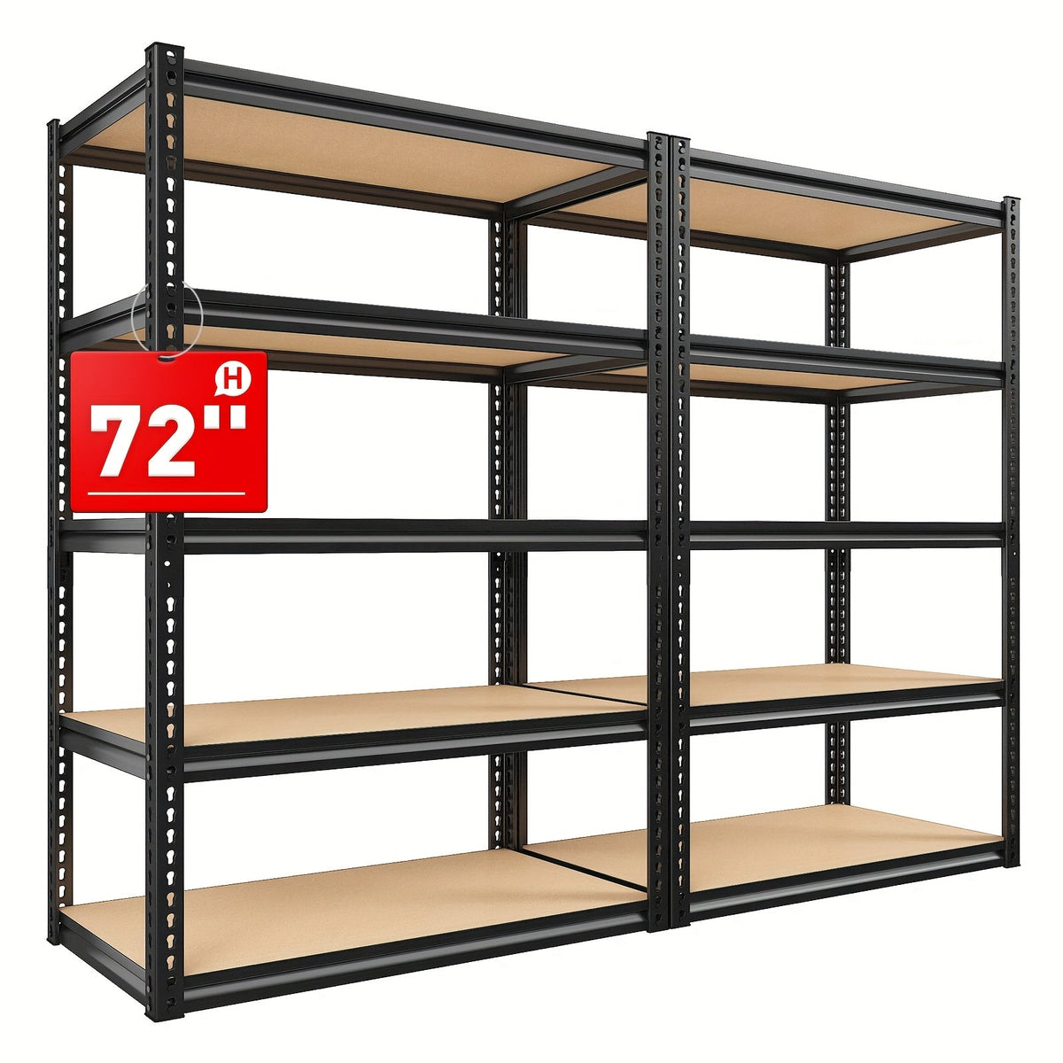 Heavy Duty Metal Shelving Unit, 72-Inch 5-Tier Adjustable Garage Storage Shelf, 3000LBS Capacity Carbon Steel Rack for Garage, Basement, Warehouse, Pantry, Office