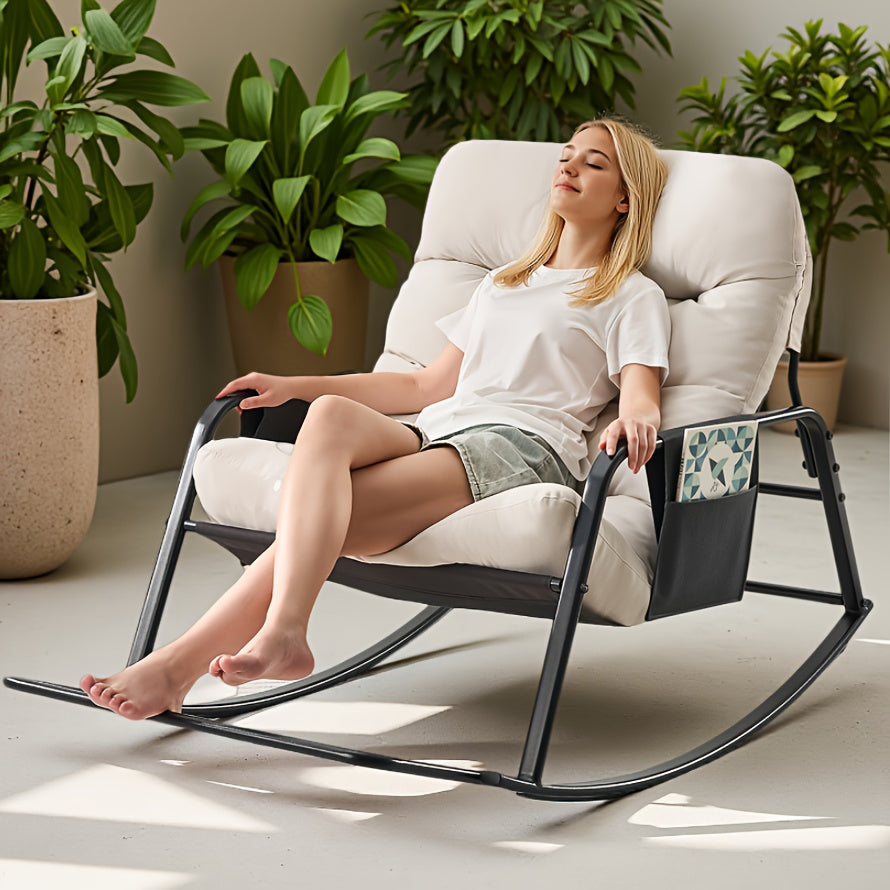 Extra Large Papasan Chair Outdoor Patio Rocking Egg Lounge Chair with Cushion for Deck Garden Camping – Comfortable Reading Chair, Available in 1-Pack & 2-Pack, Multiple Colors