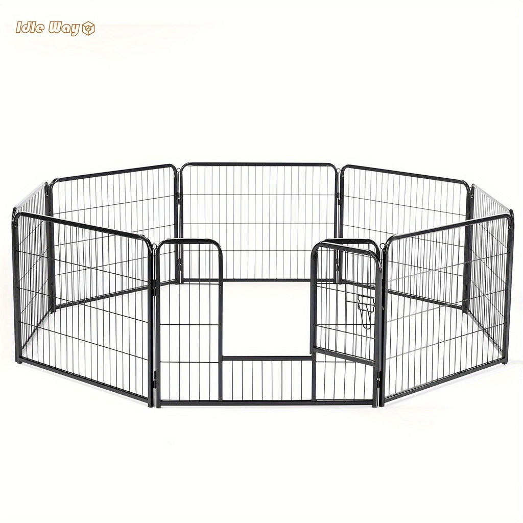 Dog Playpen 8 or 16 Panel DIY Metal Kennel with Door for Large, Medium, and Small Dogs – 24, 32, 40 Inch Indoor/Outdoor Puppy Pen, Easy to Assemble & Move