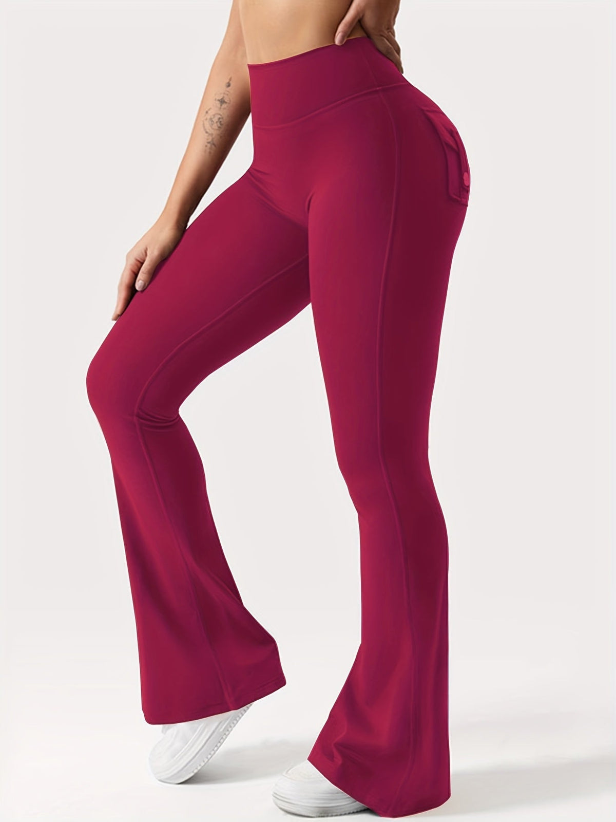 Women's High Waist Flare Yoga Pants Scrunch Butt Lift Leggings with Pockets, Squat-Proof, 4-Way Stretch, Sweat-Wicking Sportswear for Gym, Running, and Workout – 7 Colors, S-XL