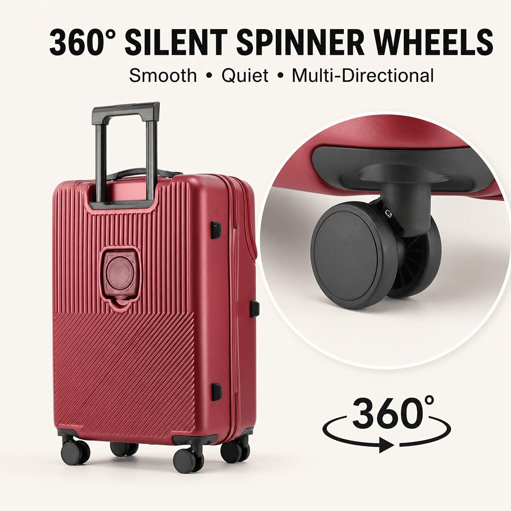 20-Inch Carry-On Luggage with Password Lock & Spinner Wheels – Lightweight Large Capacity Hard Shell Suitcase for Travel in Red White Green Gray
