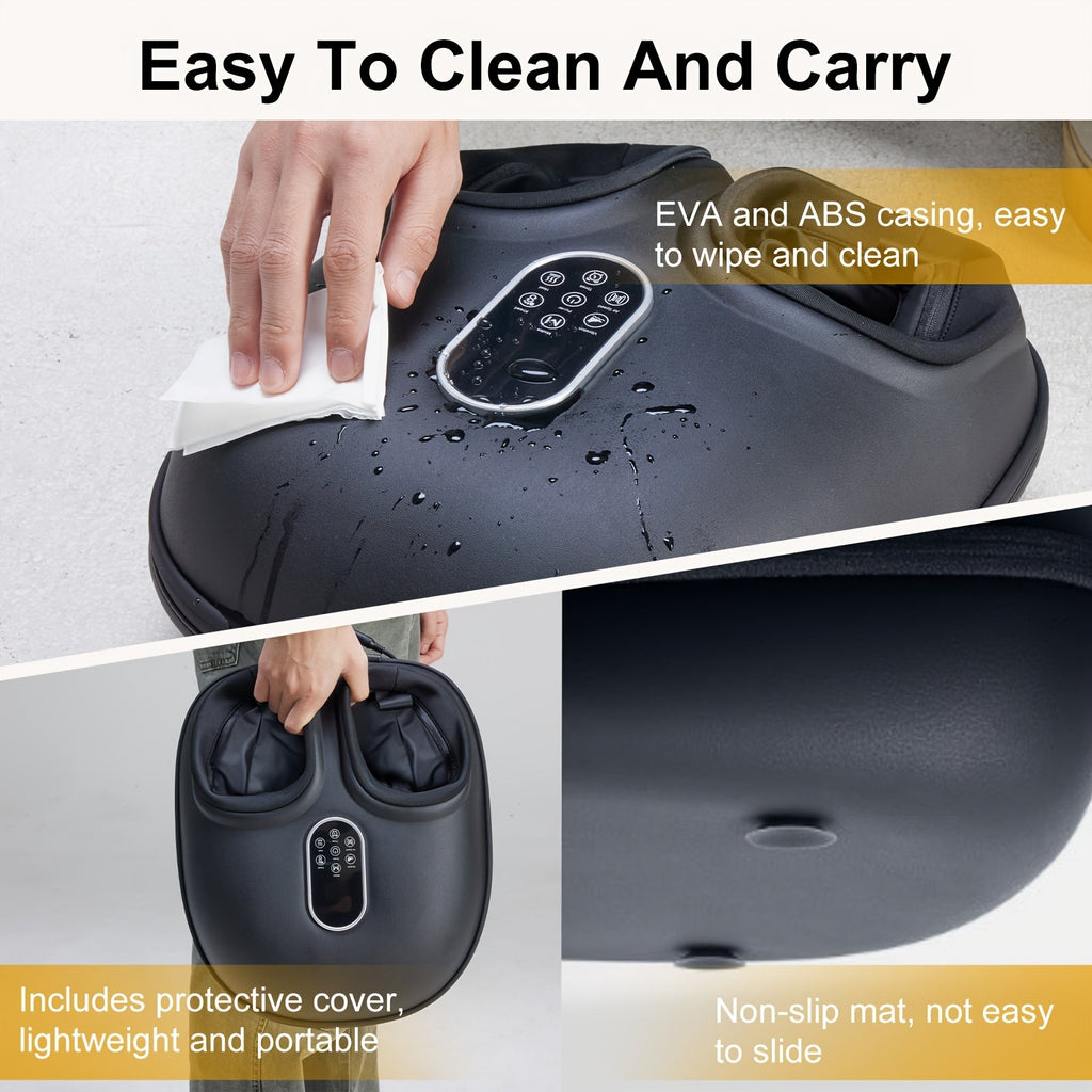 Shiatsu Foot Massager Machine with Heat Deep Kneading & Air Compression 6 Modes – Gift for Men & Women – Black